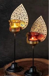 NIH  Antique Dewali Special Candle Holder - Iron, Pack of 2